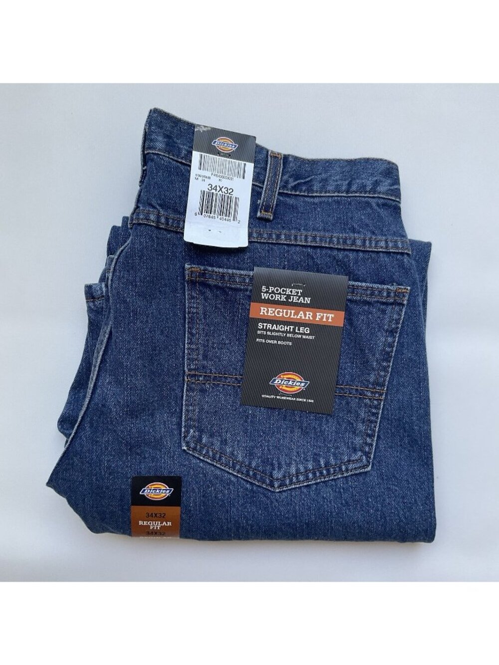 Dickies Men’s Work Jeans Regular Fit Straight Leg Blue Size 34X32